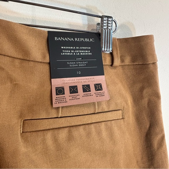 Banana Republic Sz 10 Tan Sloan Straight Washable Bi-Stretch Trouser Pants NEW - Picture 3 of 14